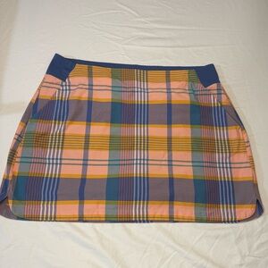 Walter Hagen Peach, Blue & Yellow Plaid Mini Skirt